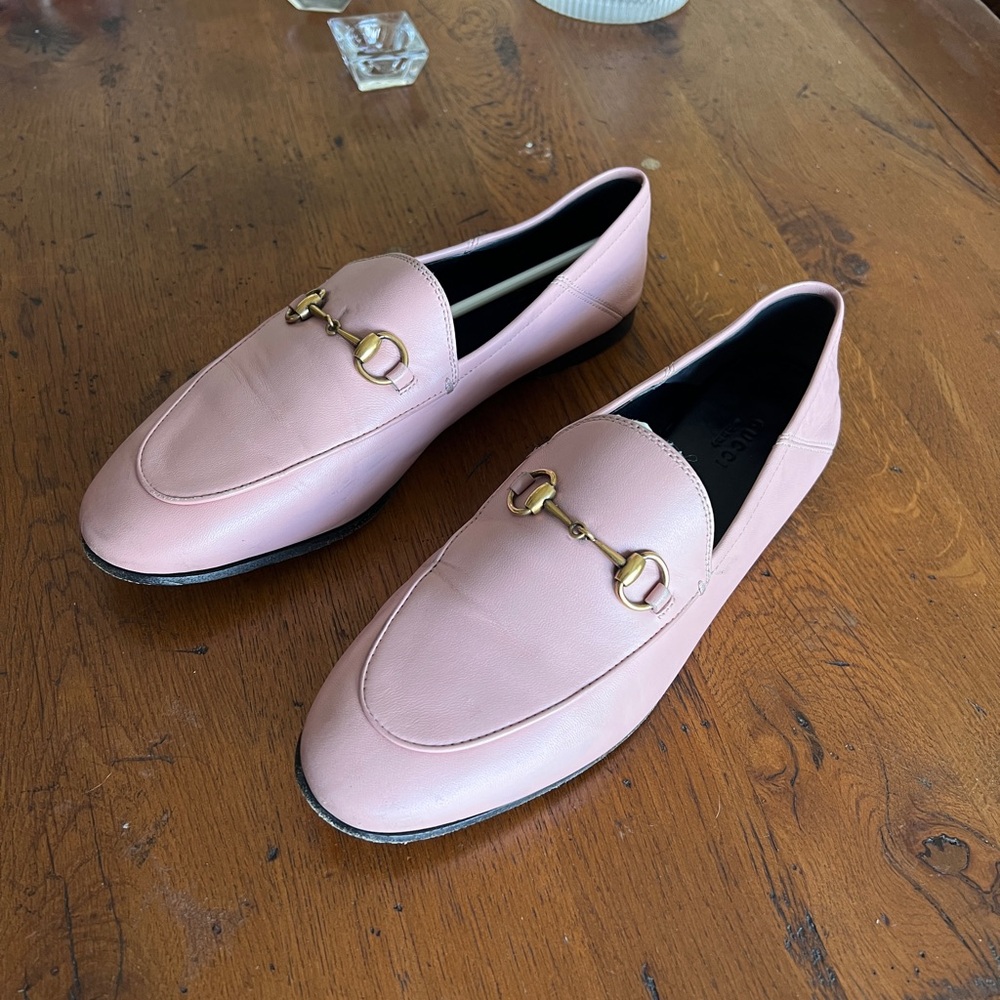 Gucci Pink Loafers with Gold Accent